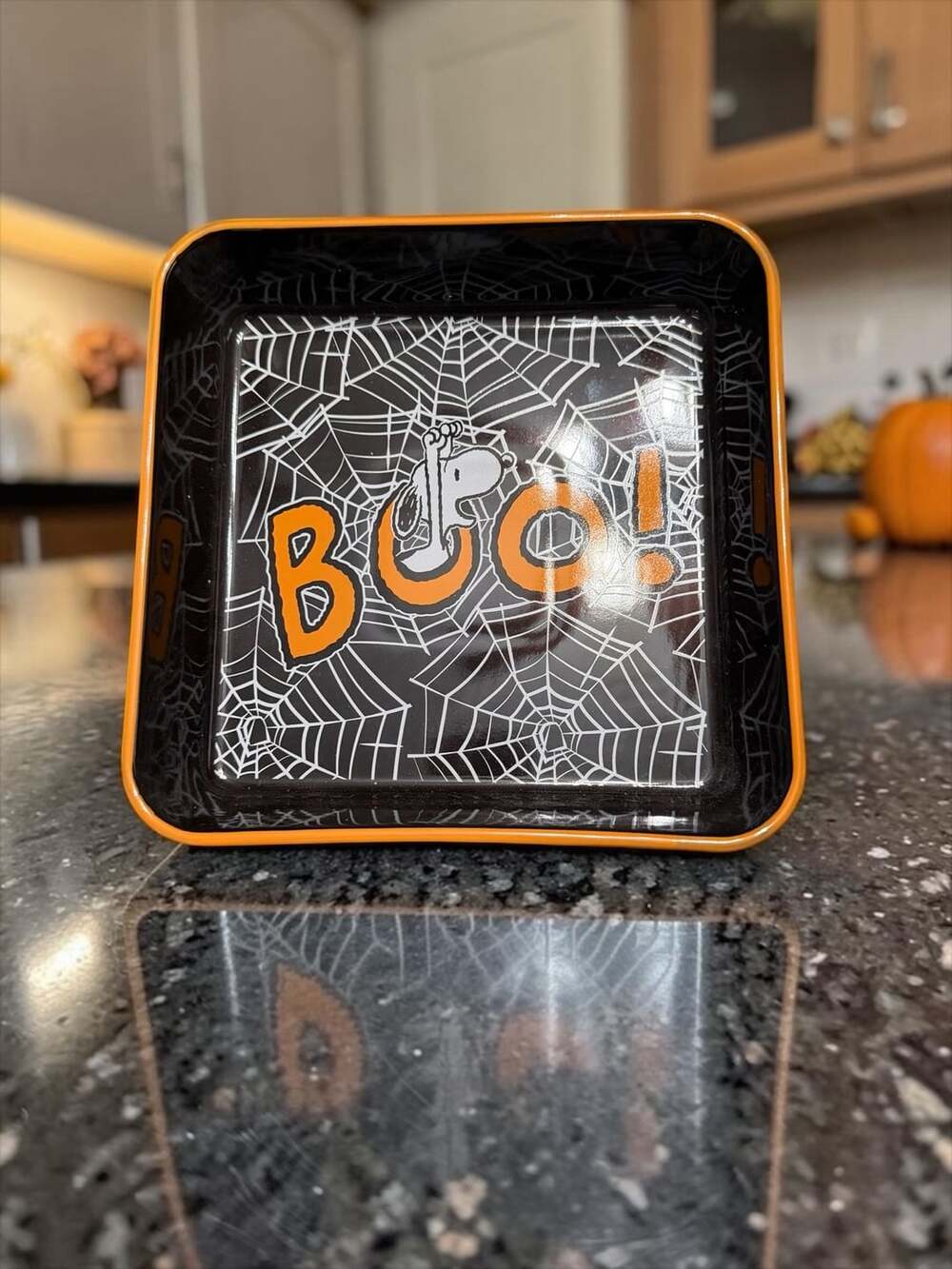 Peanuts Snoopy Halloween 'BOO!' 9-inch Square Ceramic Baker